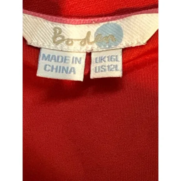 Boden Layer Scalloped Ruffle Dress Mini Women's Size 12L Red Short Sleeve - Picture 4 of 7